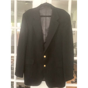 VTG LaCrosse Men's Black Wool Blazer Sports Jacket Gold Logo 2 Button Front